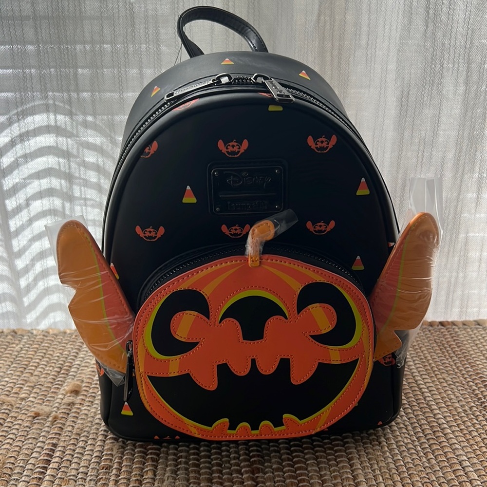 🎃🖤💙 Loungefly disney stitch pumpkin candy corn Halloween bag